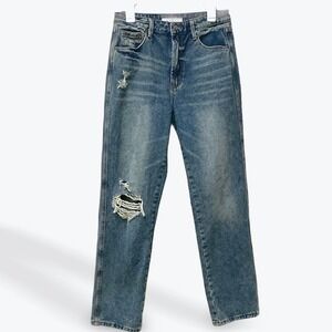 DOGMA Womens 9 Distressed Straight Wide Leg High Rise 100% Cotton Denim DG